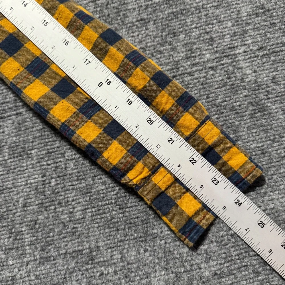 Levis Mens Small Yellow Navy Blue Plaid Button Down‎ Flannel Shirt 3LGW1305
